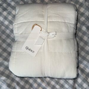 Quince White European Linen Boxquilt Shams